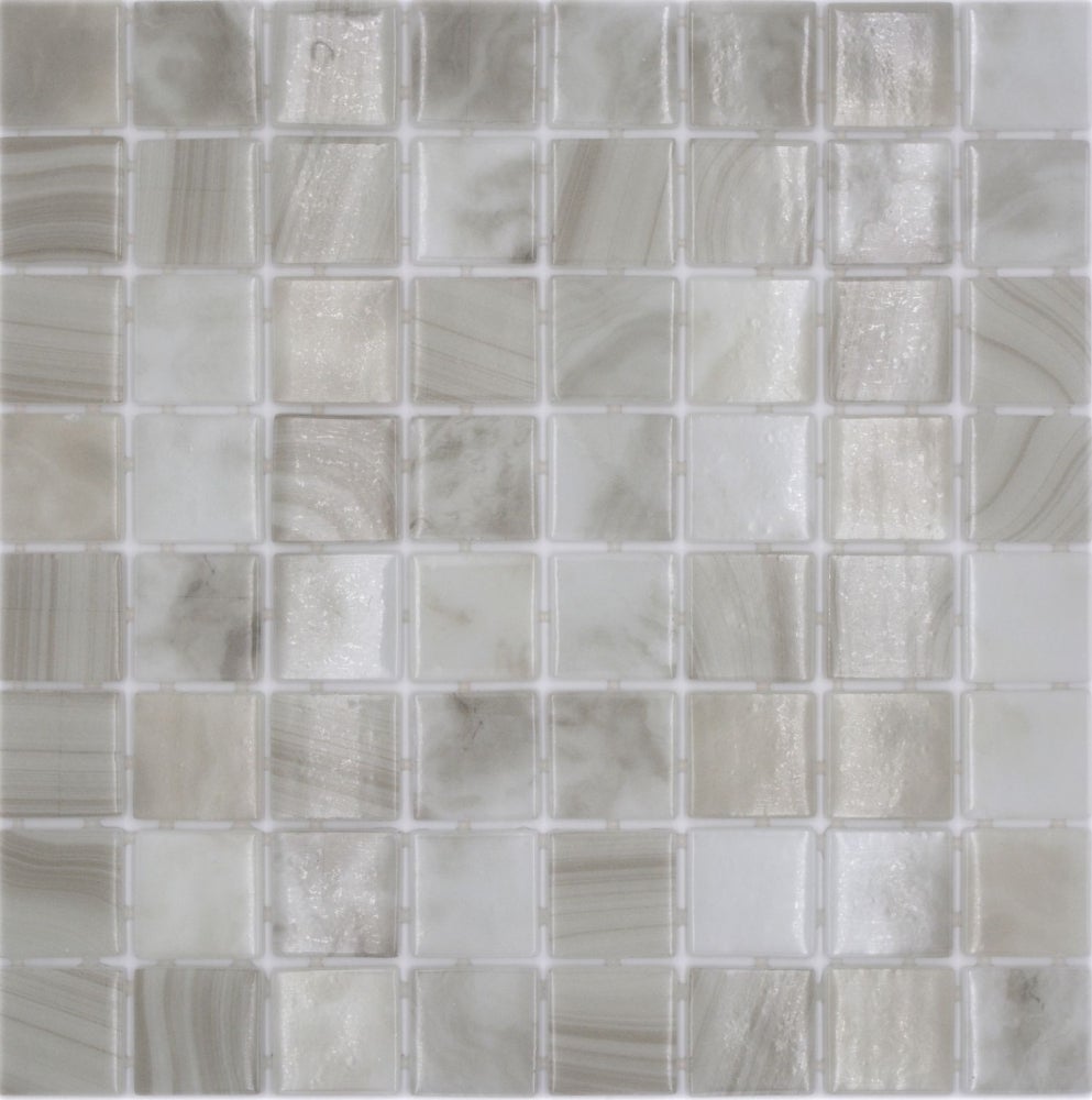 Mosaico de vidrio eco de aspecto natural mezcla beige claro brillante - 10 láminas de mosaico