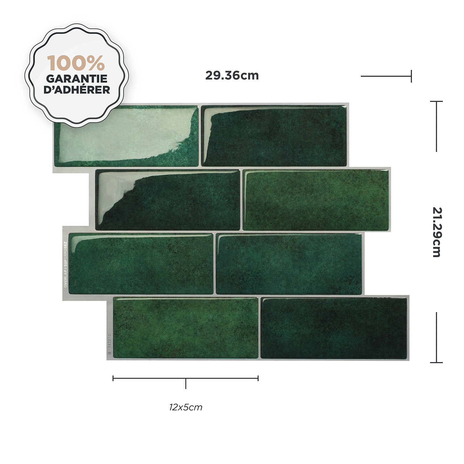 Smart Tiles 4 credenze adesive - Metro Fiona Green - Effetto ceramica - 29,36 cm x 21,29 cm - 5