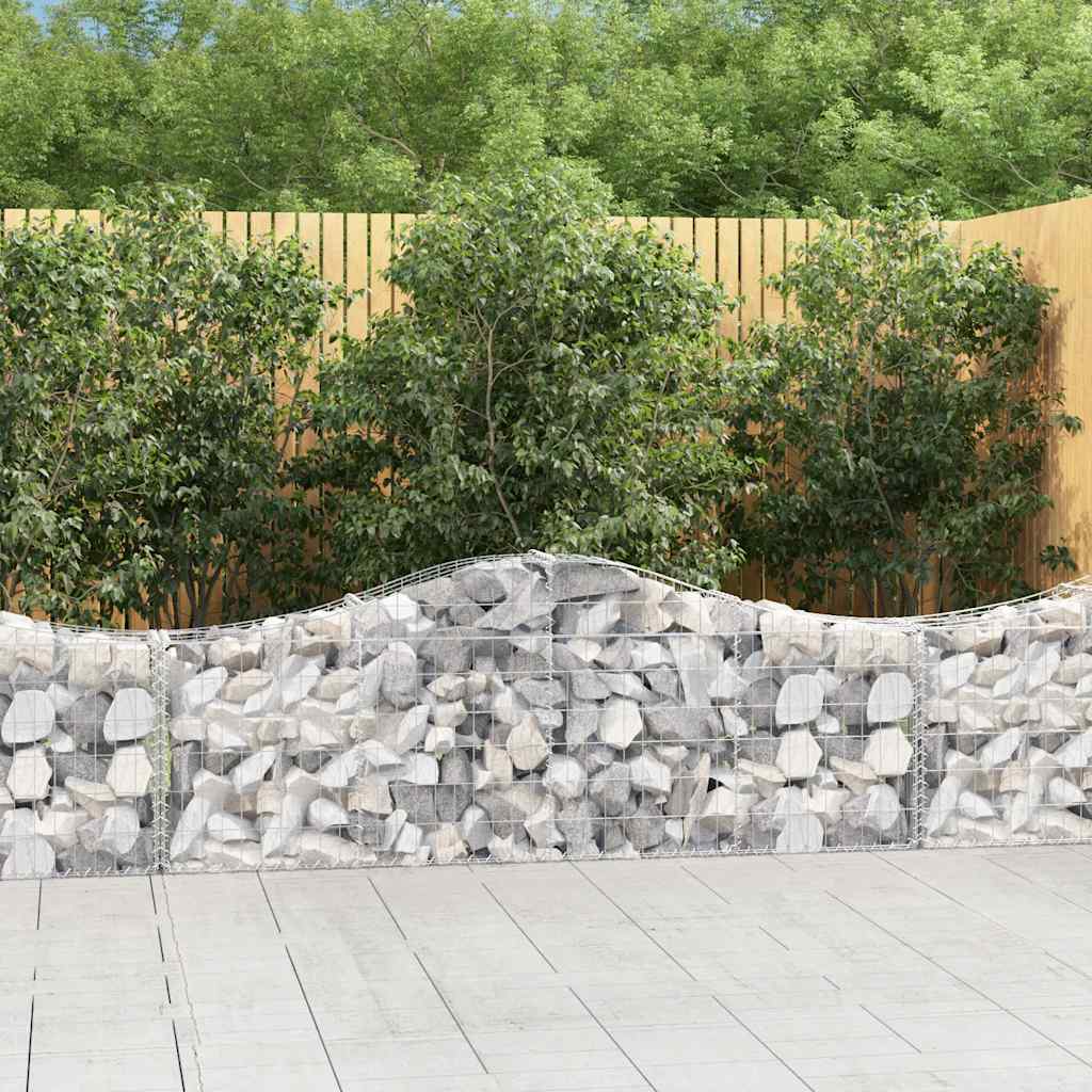 Cestas de gaviones arqueadas de 3 piezas, 200x30x60/80 cm, hierro galvanizado