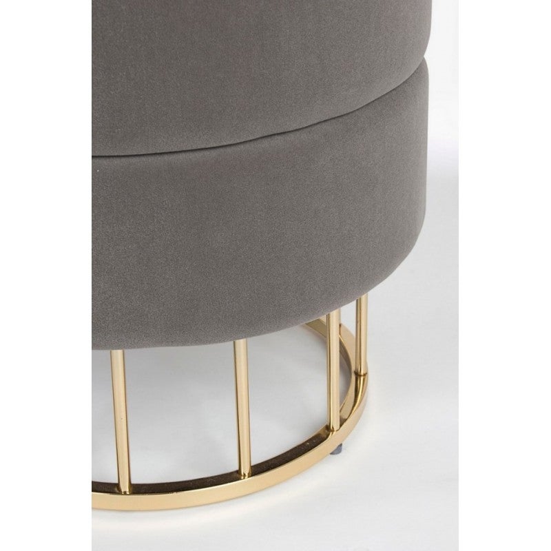 Tabouret avec structure en métal doré et velours gris - 4