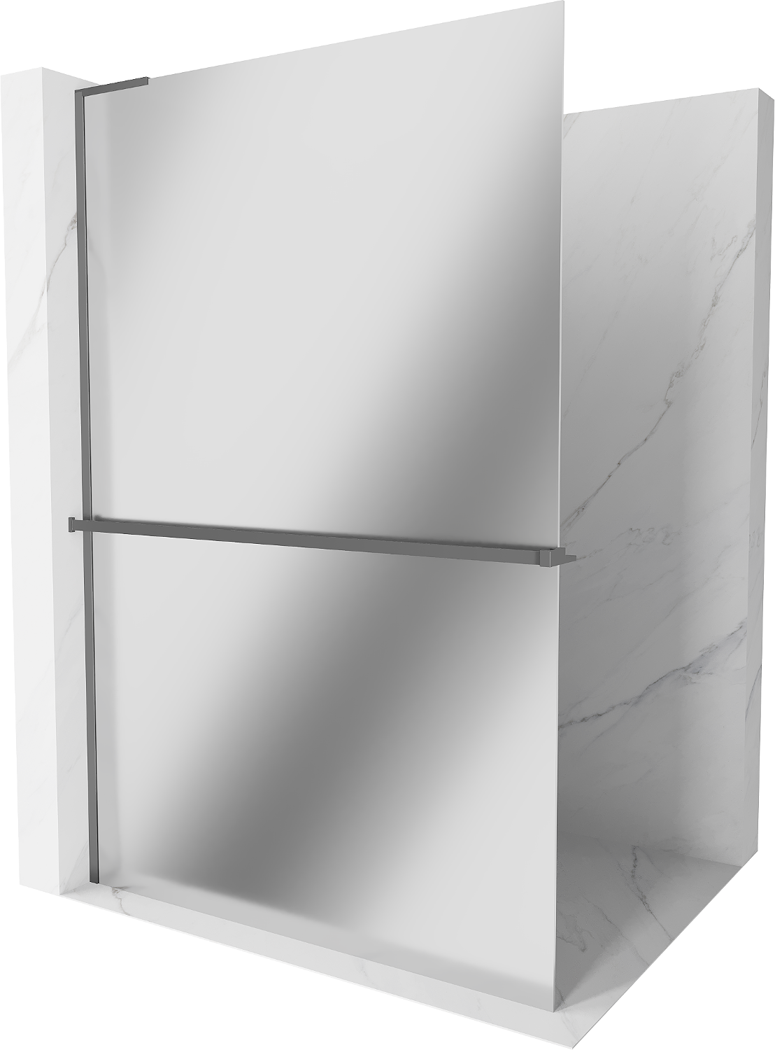 Mexen Kioto+ L ścianka prysznicowa z półką Walk-in 120 x 200 cm, lustro, gun metal - 800-120-123-95-50