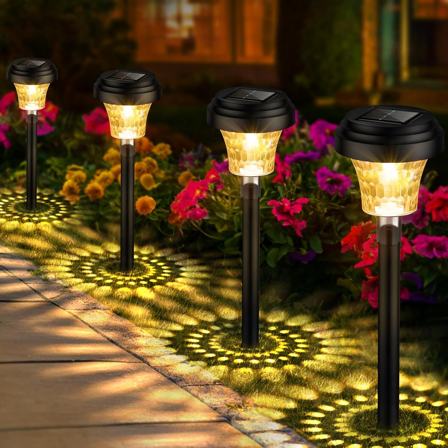 Zewnętrzna lampa solarna do ogrodu, 8 sztuk, zewnętrzna lampa solarna z ciepłym światłem, wodoszczelność IP65, zewnętrzne oświetlenie solarne