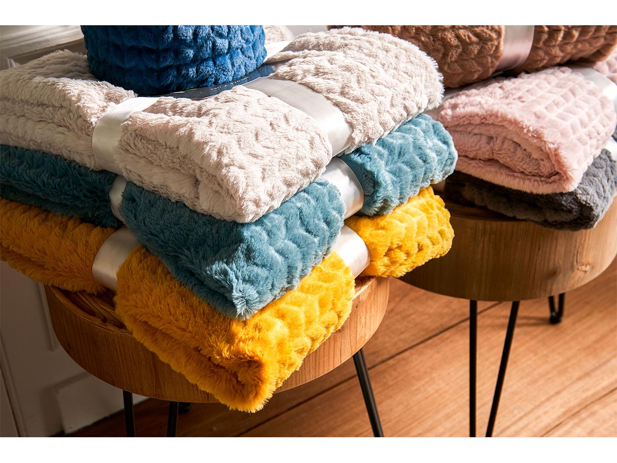 Plaid Chevron 130 x 170 cm Gris clair - Amadeus - 3