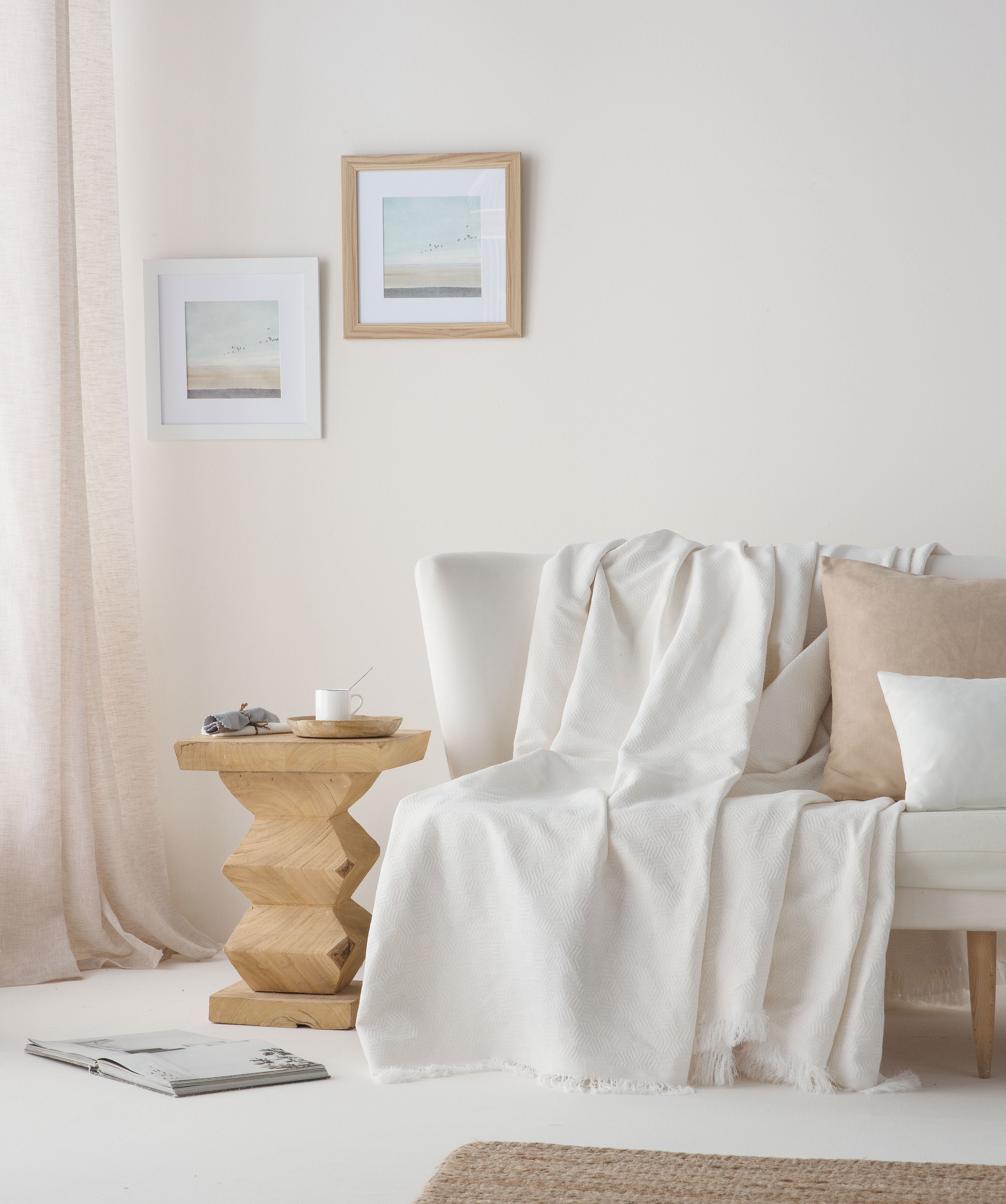 Manta para sofá multiuso geométrica de algodão 230x280 cm Cru - 4