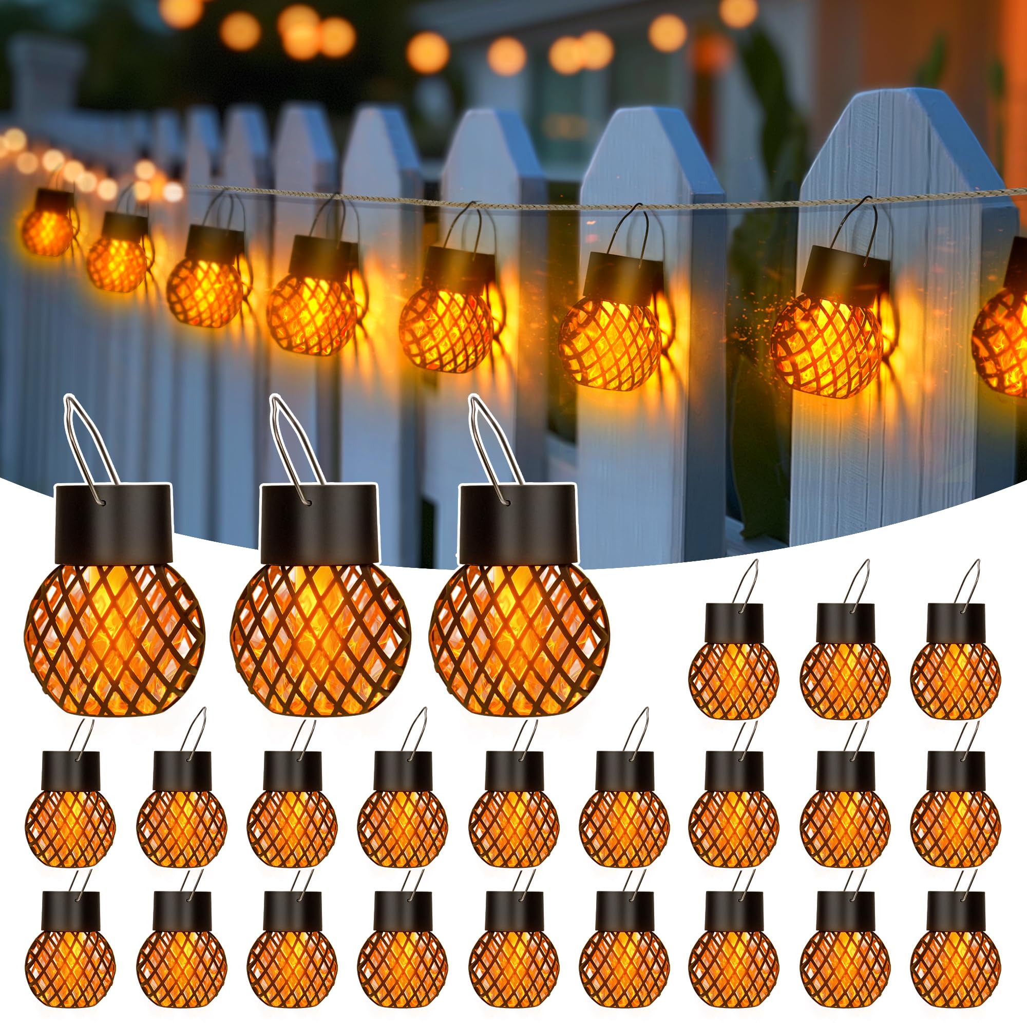 Lanterna Solare Con Finta Fiamma – Impermeabile, Ricaricabile USB, Per Giardino E Campeggio, Effetto Luce Calda