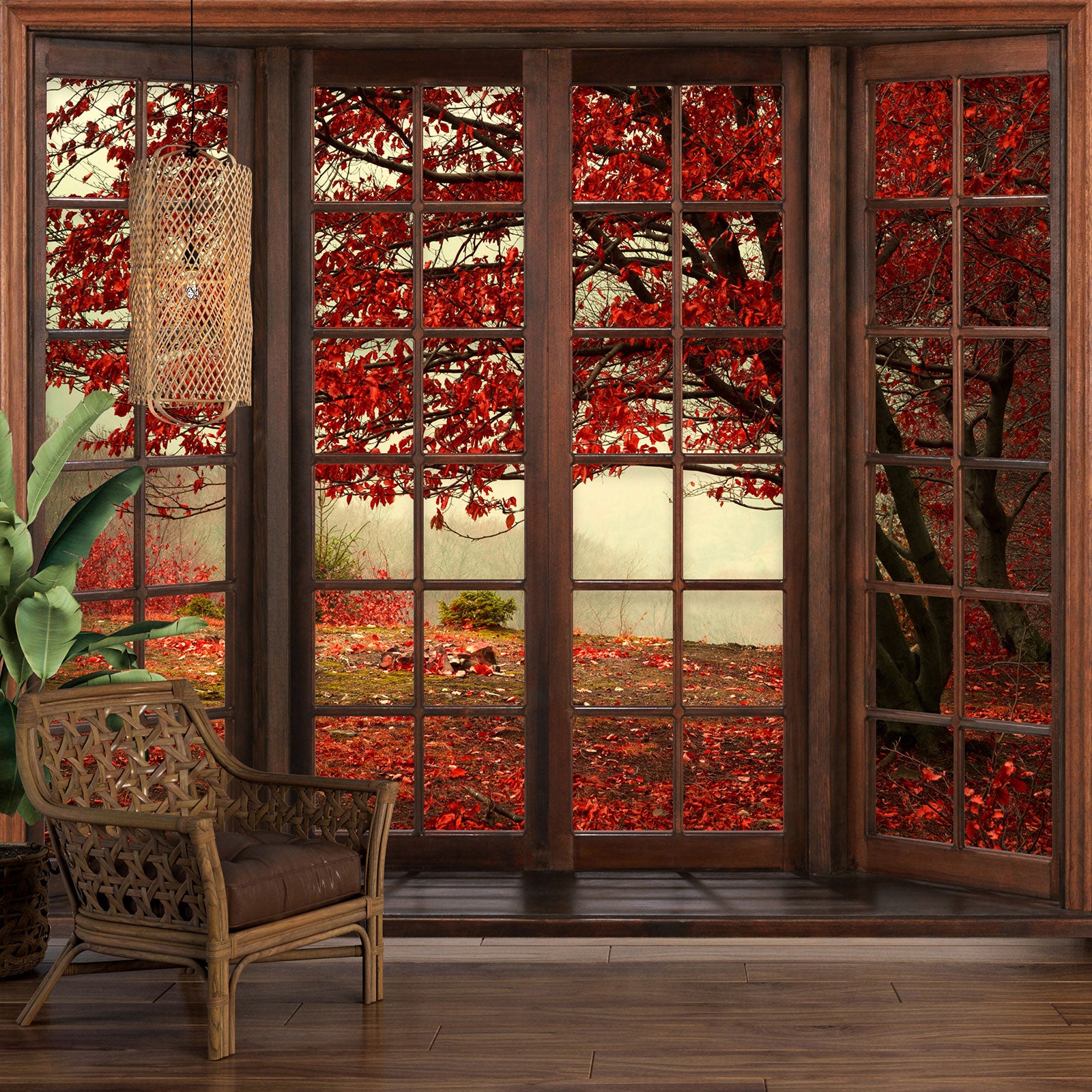 Vinilo Decorativo De Trampantojo Plage – Sendero En El Bosque Para Puerta, 204 X 83 Cm, Multicolor, Autoadhesivo Y Lavable