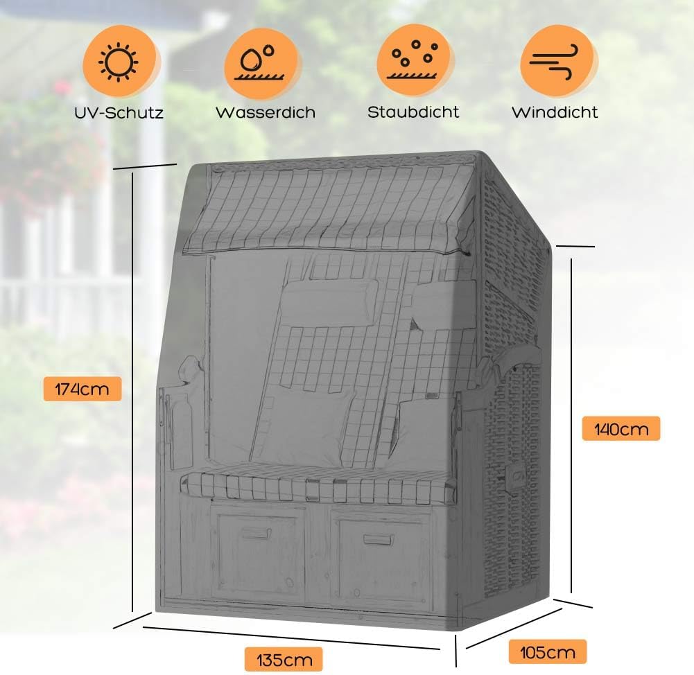 Copertura Per Sedia A Sdraio Qwork - Tessuto Oxford 420D Con PVC, Impermeabile, UV Resistant