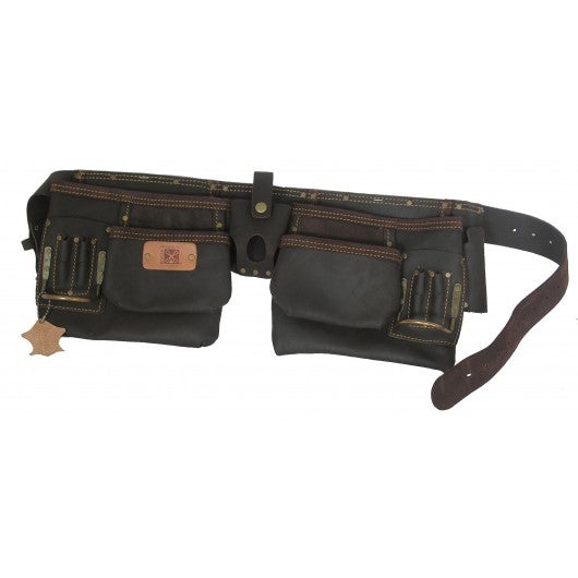 MONDELIN - Poche double en cuir tanne avec ceinture
