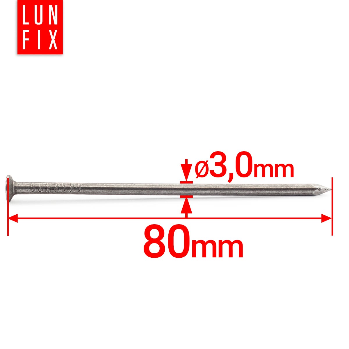 Gwoździe budowlane 3x80 mm gładkie 5kg ok. 1150szt. - 2
