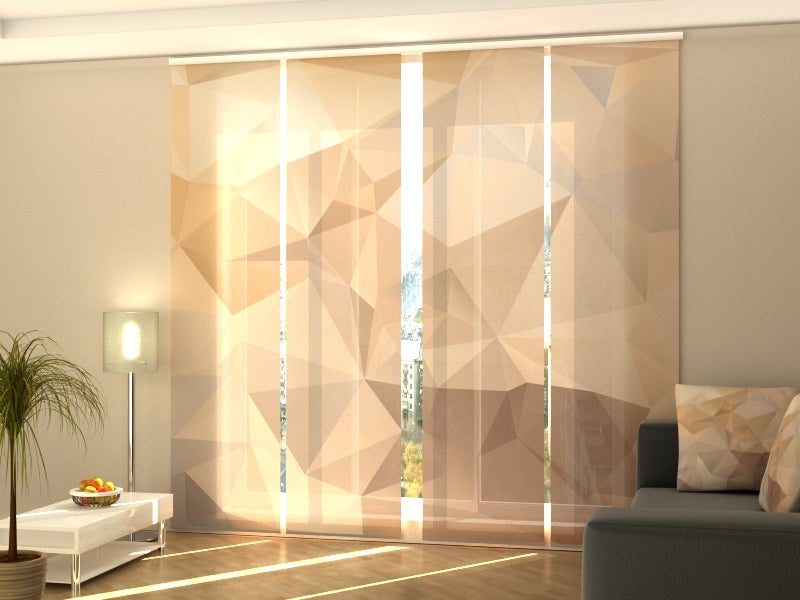 4 paneles japoneses wellmira con riel de 4 vías, 60x300 cm - dibujos azules delicados