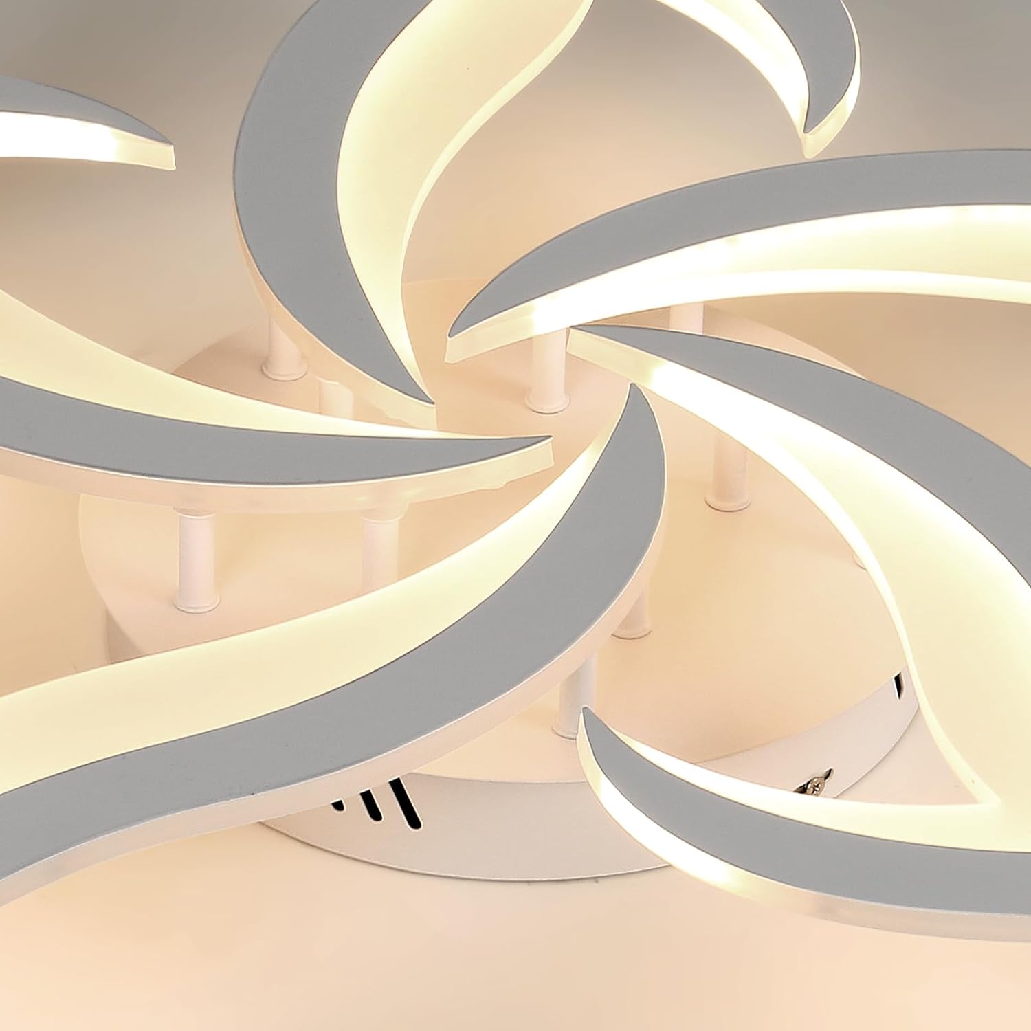 GOECO Plafonnier LED Moderne 60W, Design Floral en Pétales, 6750LM 3000K, Éclairage Lumineux pour Salon Cuisine Salle de Bain Chambre, Blanc - 6