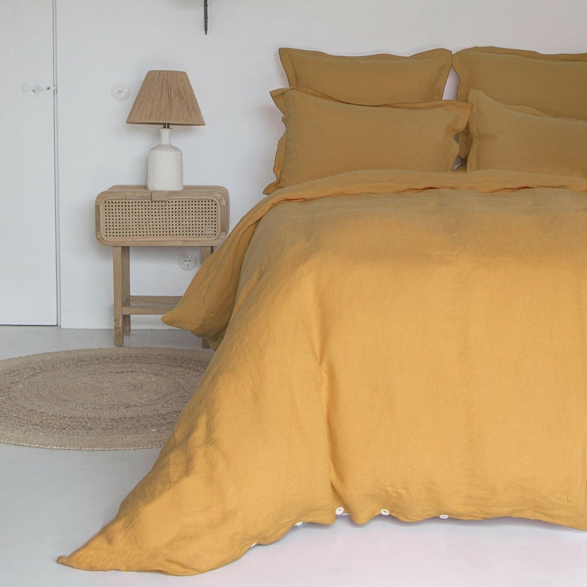 Housse de couette 200x200 lin lavé jaune safran - 3