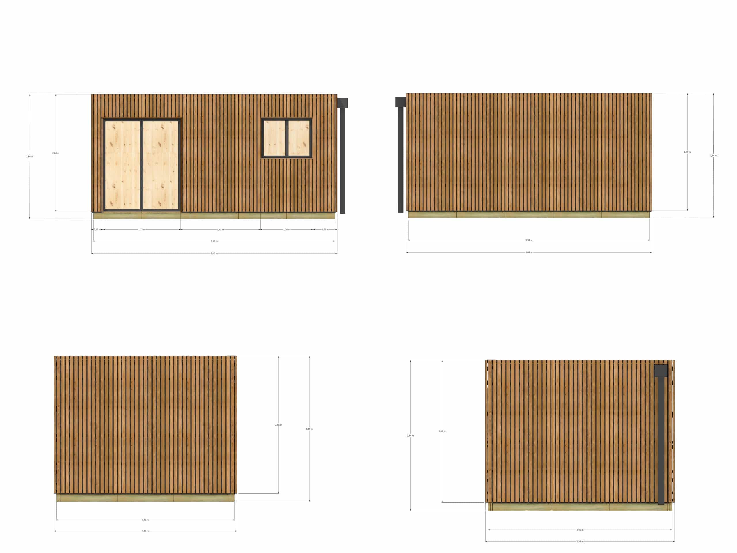 Tiny house ossature bois en bois 5,5 x 3,5 x 2,7 m avec plancher isolé / menuiseries alu k-line - 4