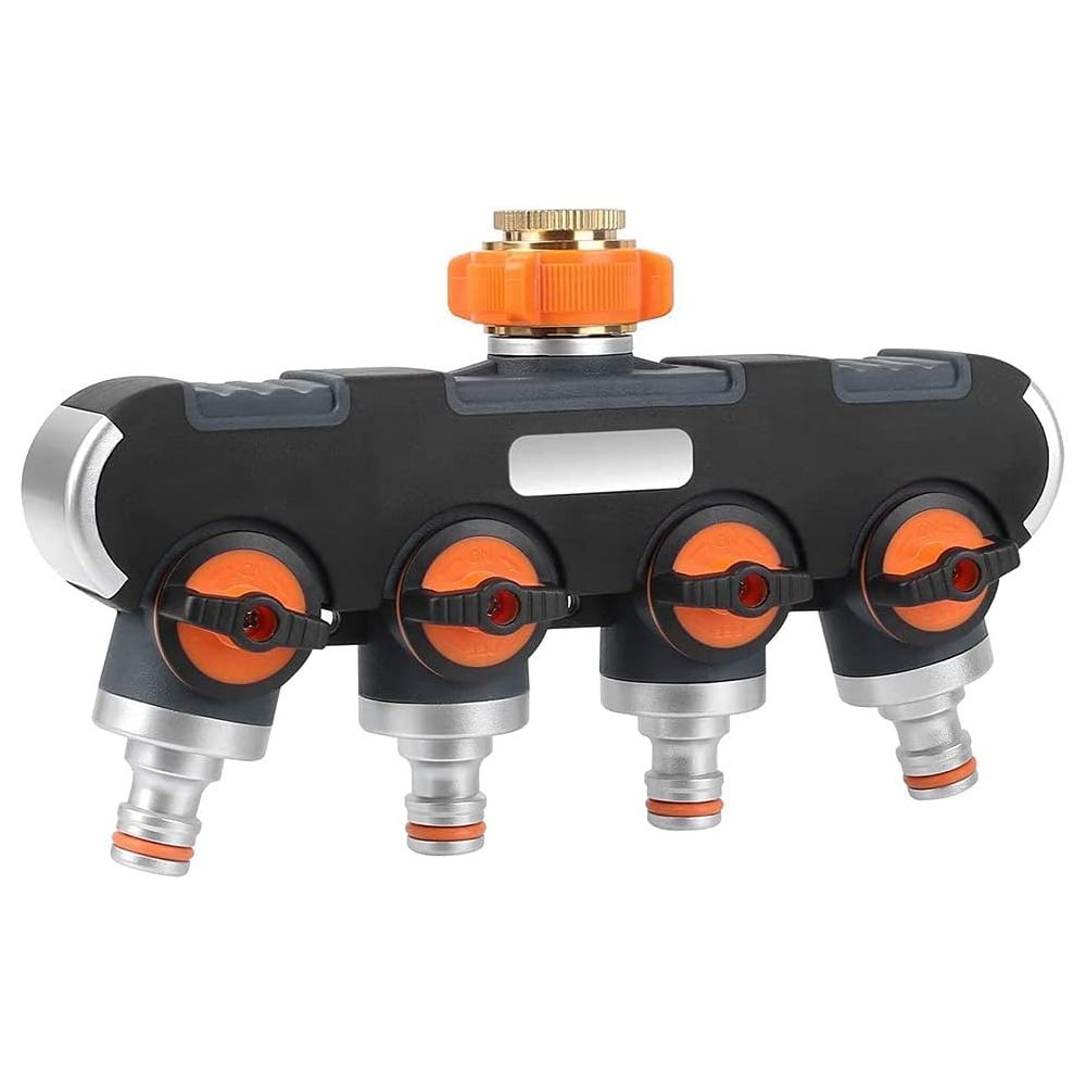 Zawór rozdzielczy 4-drożny, 3/4" i 1/2", regulowany i blokowany przepływ do nawadniania ogrodu, czyszczenia i opieki nad zwierzętami domowym