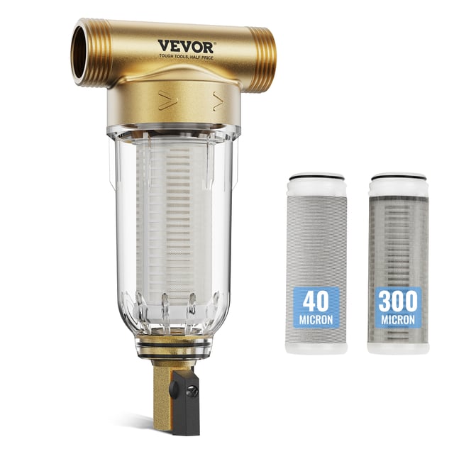 Préfiltre à eau rotatif,VEVOR 40 μm/300 μm,filtre à sédiments d'eau de puits pour toute la maison,19 mm G-F + 25,4 mm G-M,débit élevé 4 T/H