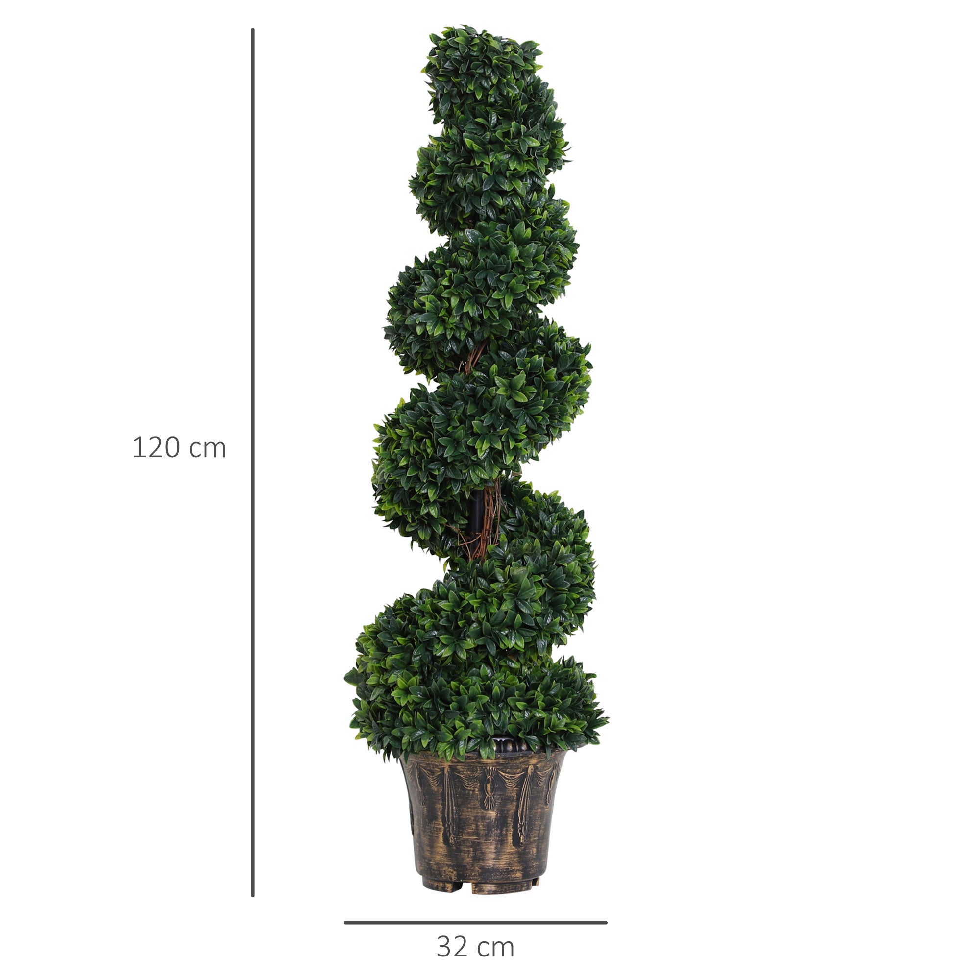 Buis artificiel spiralé de 120cm,plante d'intérieur et d'extérieur avec pot inclus,fausse plante pour la maison,le bureau,le salon,la décoration,vert - 4