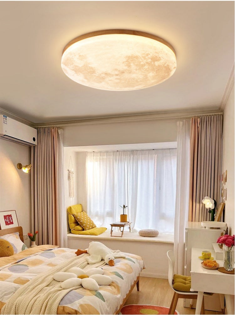 Plafonnier nordique en forme de lune,plafonnier LED rond,plafonnier créatif, idéal pour la chambre et la cuisine(26 cm,lumière tricolore) - ZAEWRY - 4
