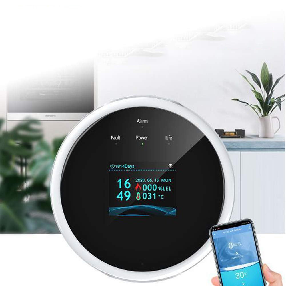 Rilevatore di perdite di gas, allarme perdite di gas, norma europea (inglese), bianco e nero, 86 × 86 × 24,5 mm - 6