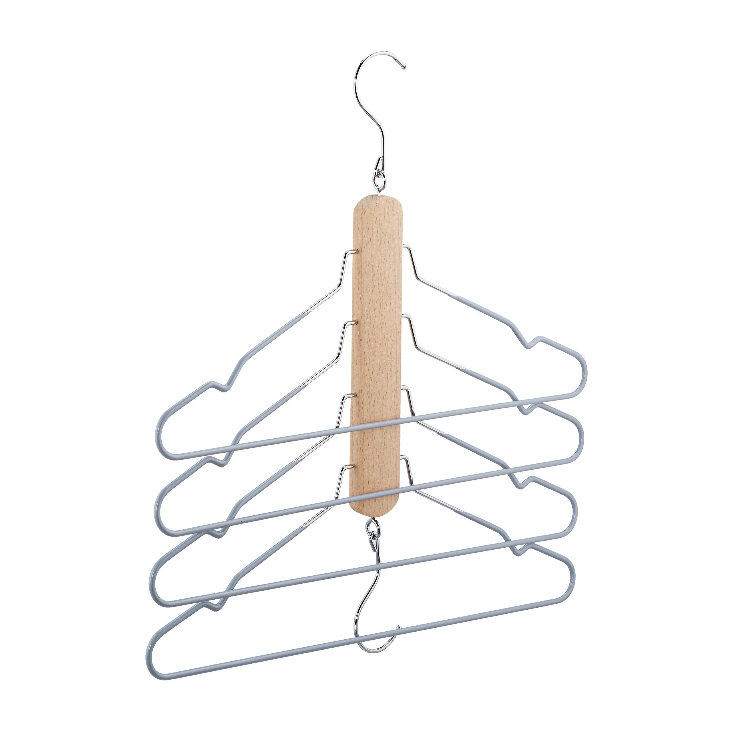 3x cintres multiples, peu encombrant, 4 pour chemises avec traverse pour pantalon, en bois et métal, antidérapant - 9