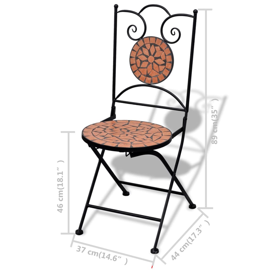 Maison Exclusive - Sedie da Bistrot Pieghevoli 2 pz in Ceramica Terracotta - 7