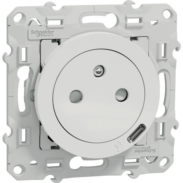 Prise de courant affleurante + Port USB C 10,5 W- Odace - Schneider Electric - 2P+T - 16 A