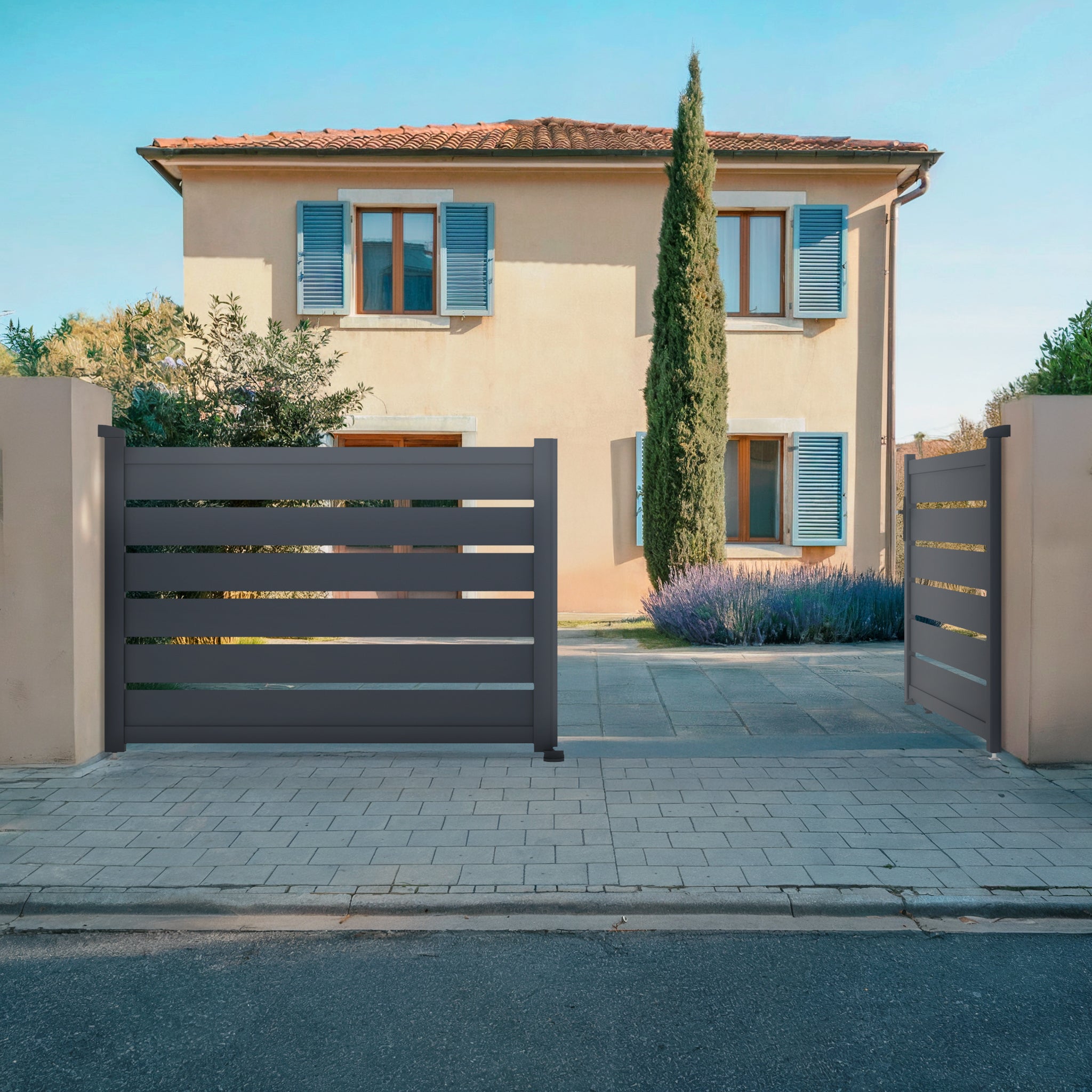 Portail battant 3m VOGEL H.120cm aluminium gris - 6