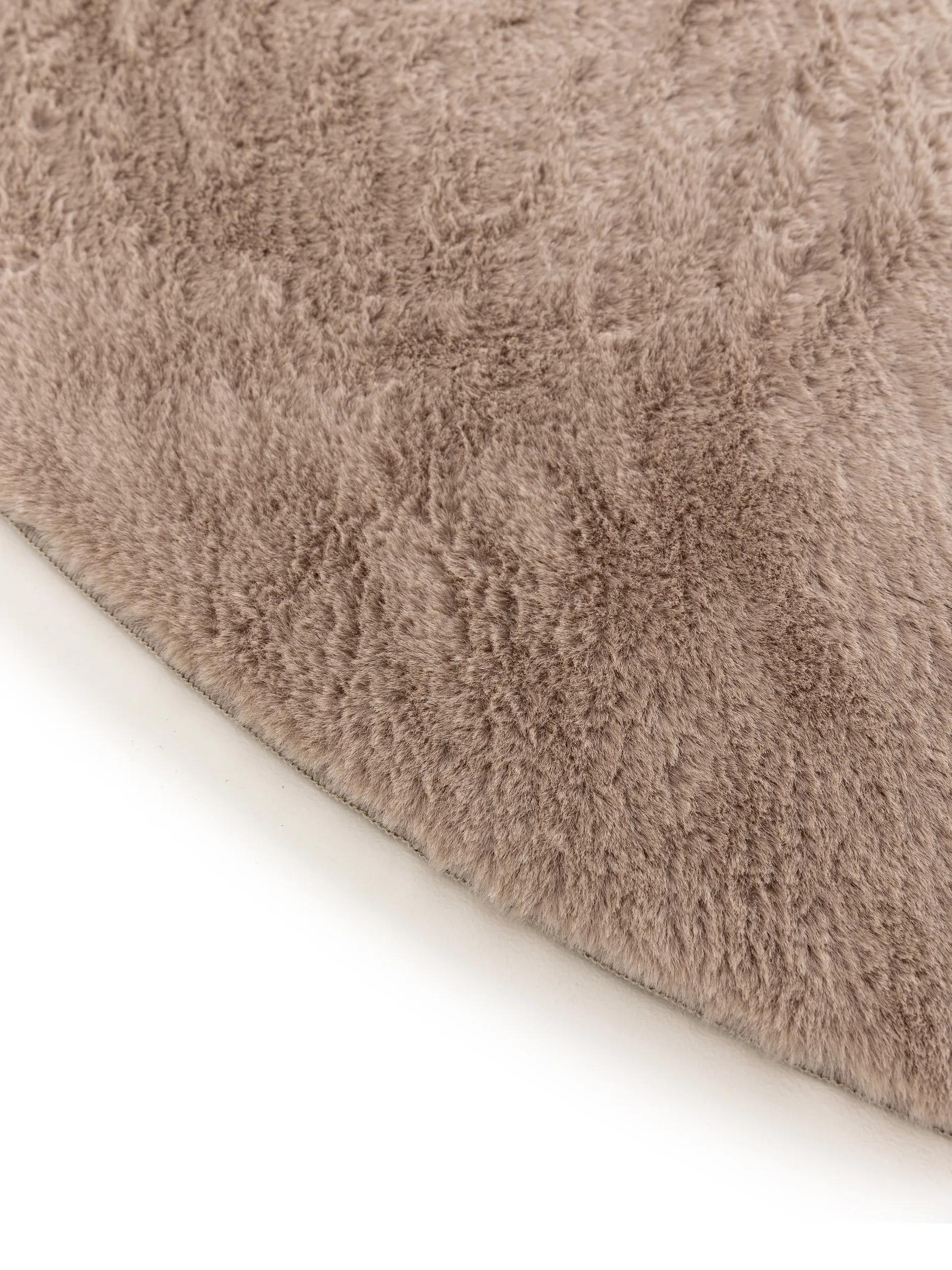 BENUTA - Tapis Fausse fourrure Furry taupe ø 80 cm rond - 4