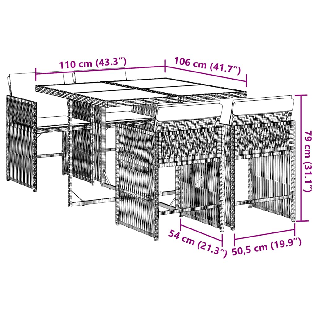 Salon bas de jardin en Rattan synthétique Gris 4 personnes - 6