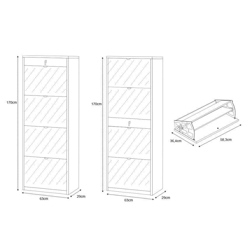 Meuble à chaussures en isorel Blanc 20 paires maximum - 5