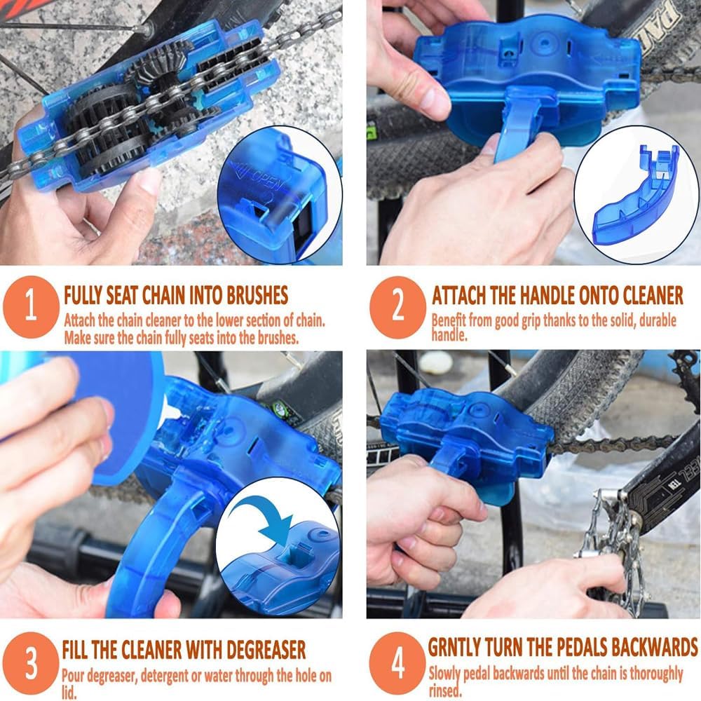 Kit nettoyeur de chaîne de vélo 4pcs nettoyage rapide nettoyeur de chaîne brosse à engrenages entretien kit d'outils de nettoyage Mountain bike - 6