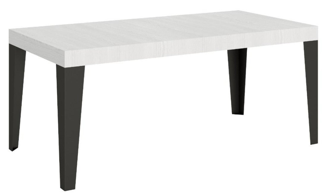 Table Rectangulaire Cm Blanc Et Pieds M Tal Anthracite Flavio Places Leroy Merlin