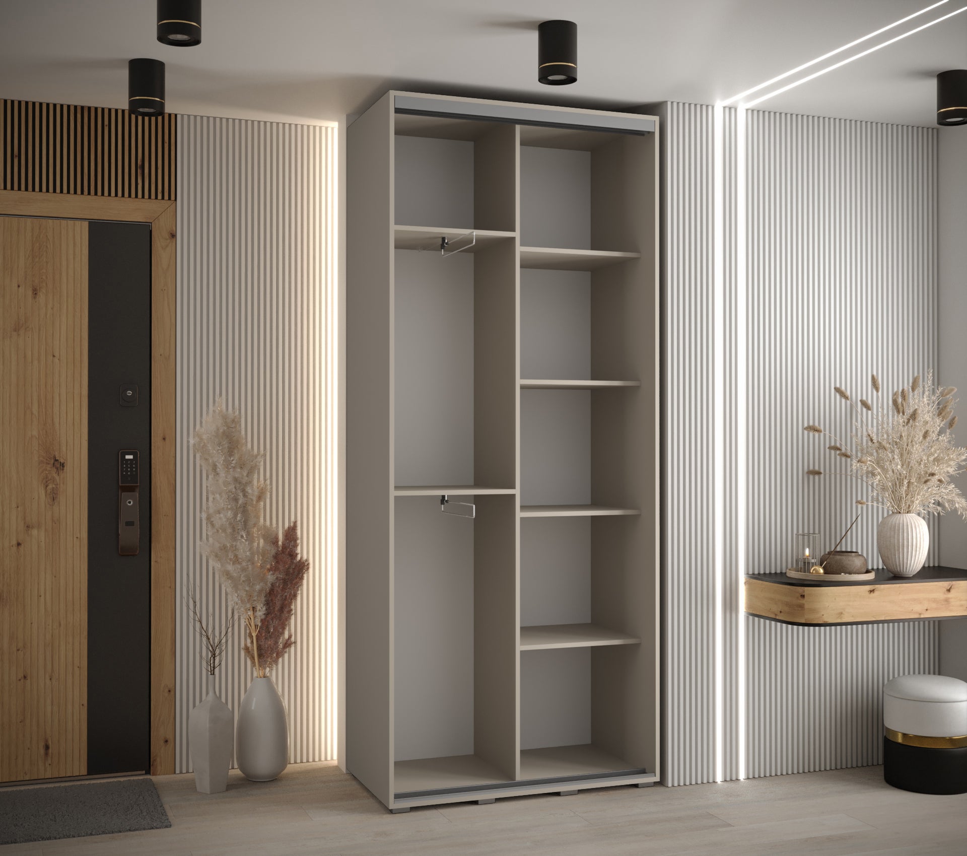 Szafa przesuwna z lustrem wysoka Dakota 2 120 x 45 x 235,2 cm kaszmir + u. czarny - Abiks Meble - 3