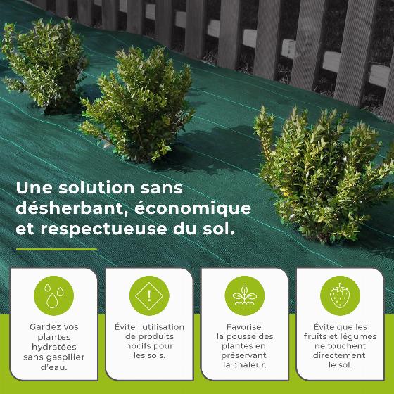 Jardiprotec - Toile de paillage 90g-m² contre les mauvaises herbes - 1,50x25m - 2