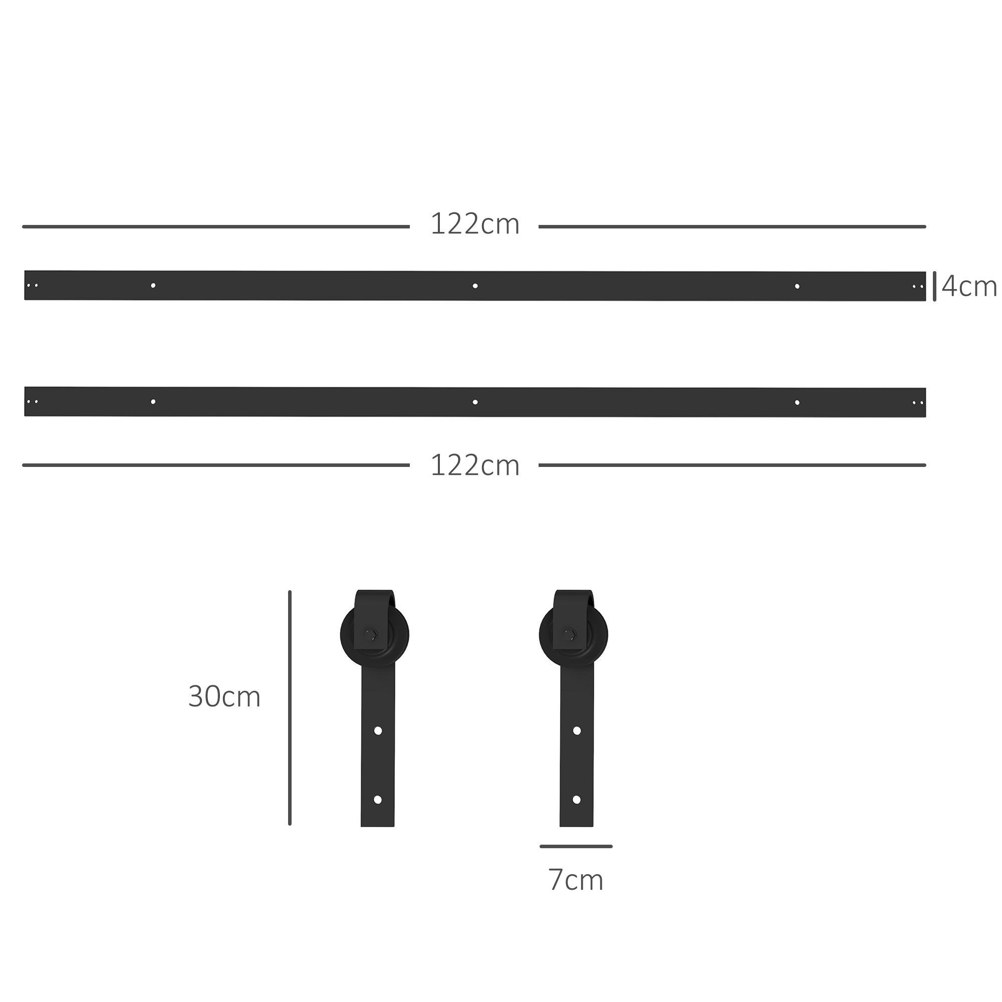 Kit Rail Porte Coulissante 244cm , Acier Carbone Noir, Antidéraillement, Roulettes, Butée, Guide Sol, Accessoires Montage - 3