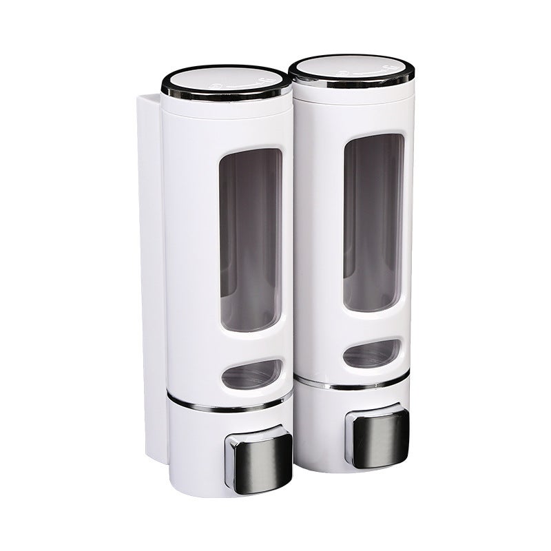Dozownik do mydła w płynie, ścienny, wykonany z ABS, na szampon lub żel do mycia rąk, 2 x 400 ml, biały