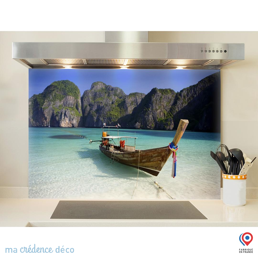 Panneaux de cuisine en verre Mer paysage jaune bleu