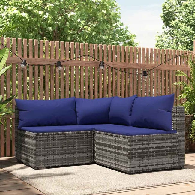 Divano Da Giardino 3 Posti Con Tetto E Poggiapiedi - Grigio Polyrattan, Perfetto Per Relax - Foto 4