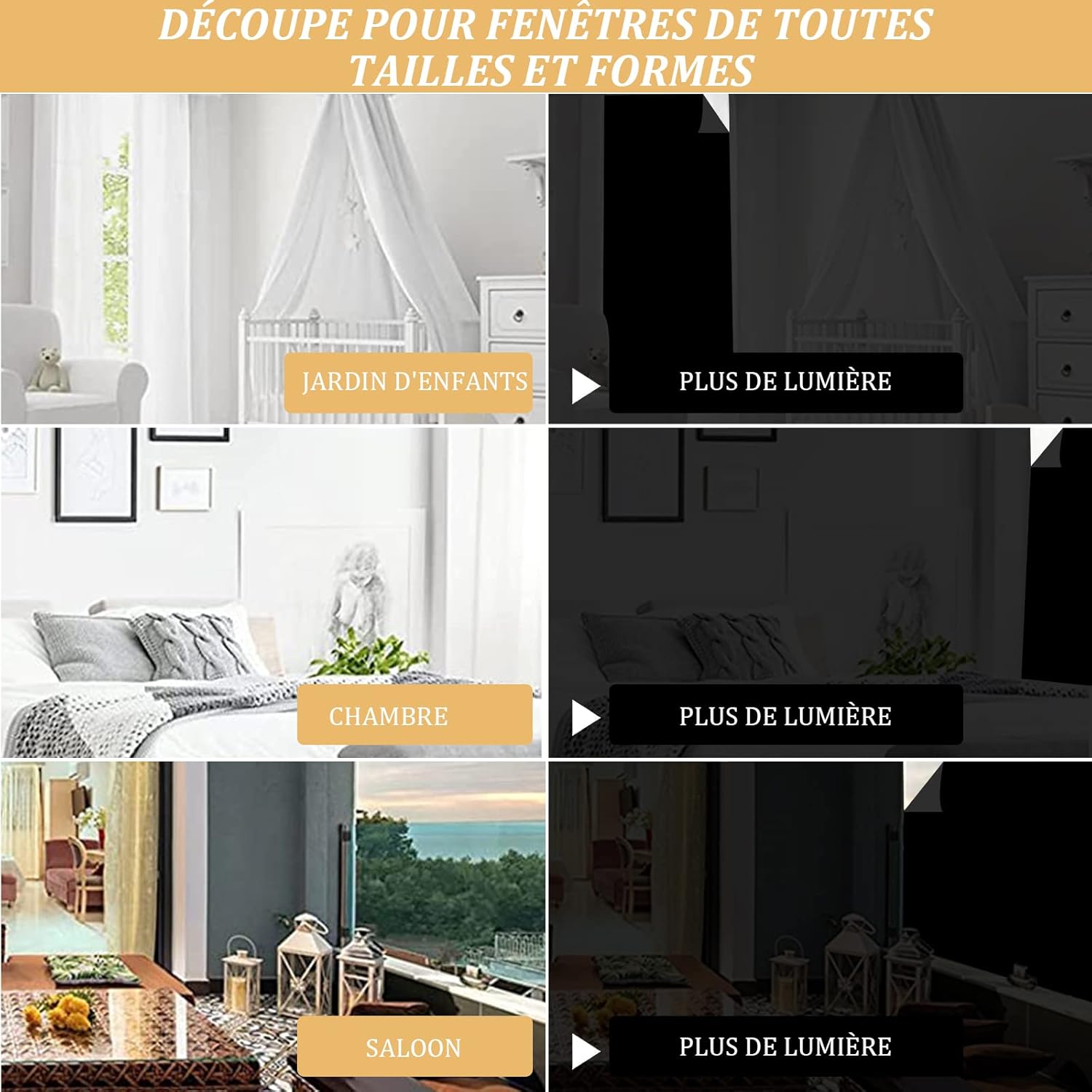 200x150cm Store Occultant sans Perçage, DécoupableTissu Occultant Isolation Thermique pour Chambre d'enfant, Sun Block -avec Attaches Auto-adhésives - 4