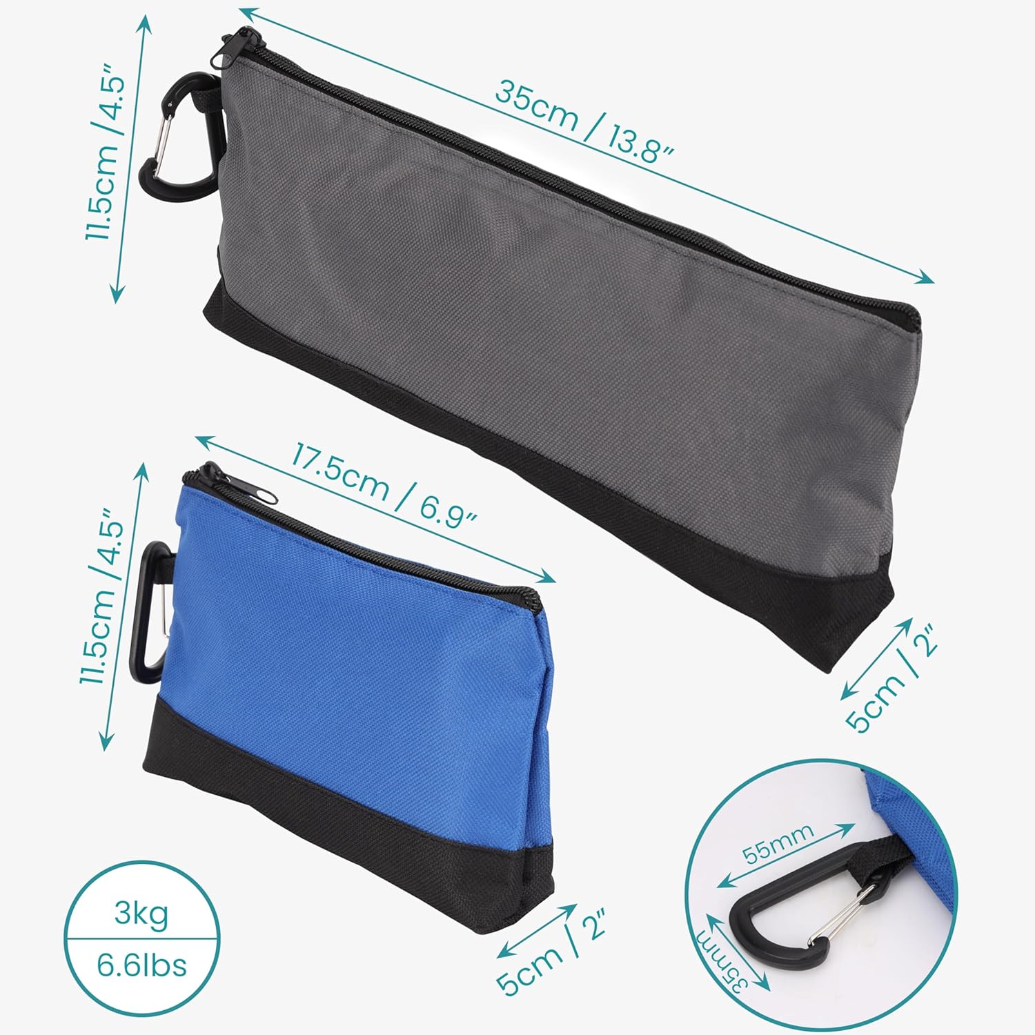 UKCOCO Lot De 4 Sacs De Rangement à Outils En Toile Avec Fermeture éclair, Robustes Et Faciles à Utiliser Pour L'organisation D'outils Portables