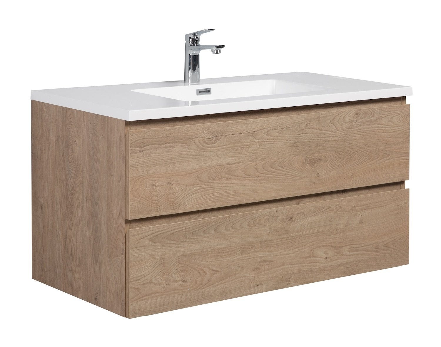 Meuble de salle de bain Angela 100 cm Chêne Châtaignier – Armoire de