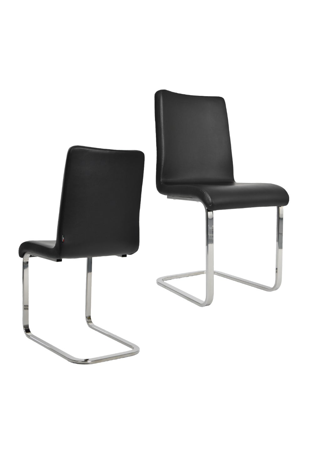Tommychairs - set 2 sillas greta cantilever con patas de acero cromado y asiento en madera multicapa, tapizado en polipiel negro