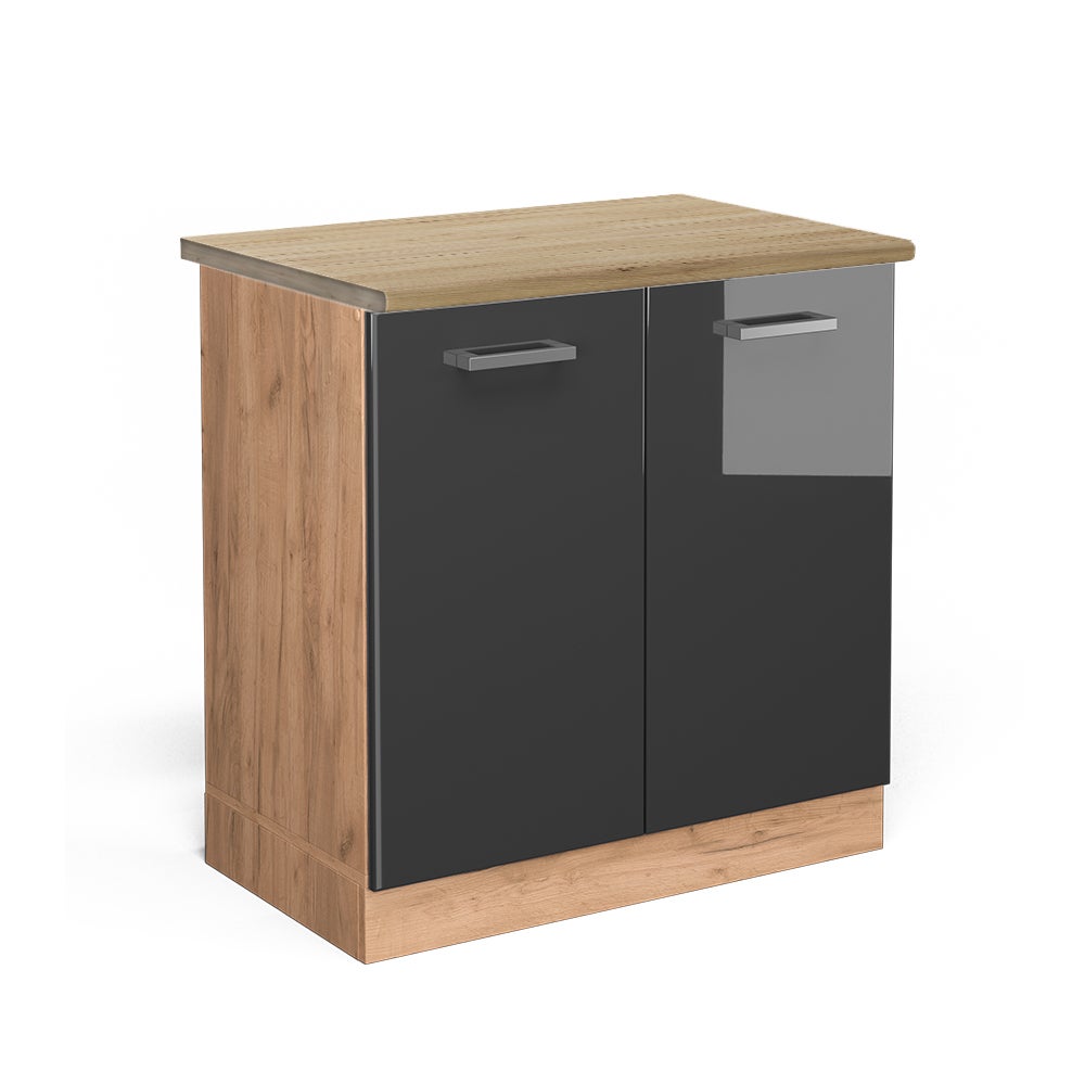 Vicco Szafka pod zlew R-Line, Antracyt wysoki połysk, 80 cm , BP Dąb