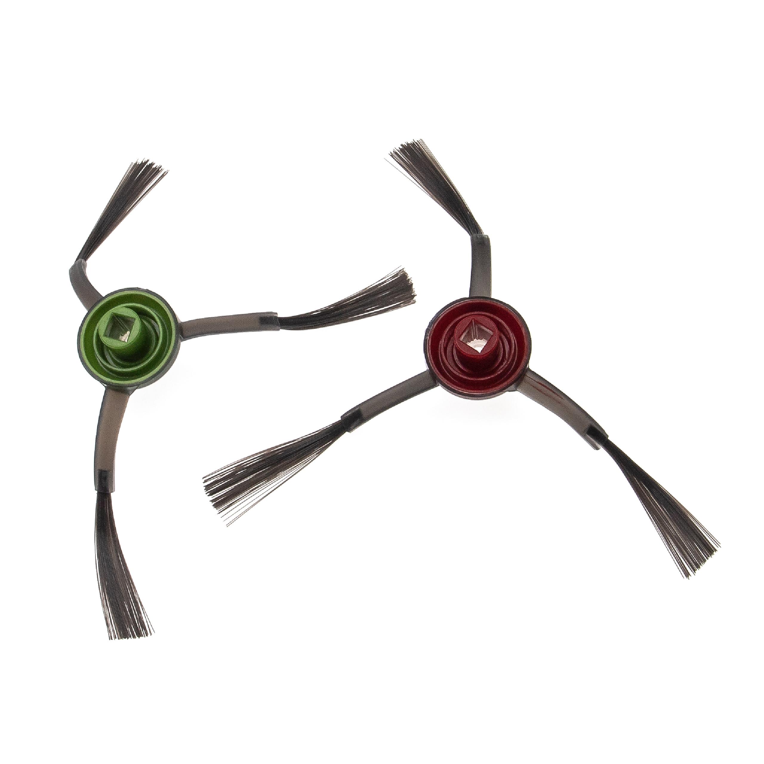 vhbw 2x brosse latérale compatible avec Ecovacs Deebot Ozmo 920, 950 robot aspirateur - lot de brosses, rouge / vert - 3