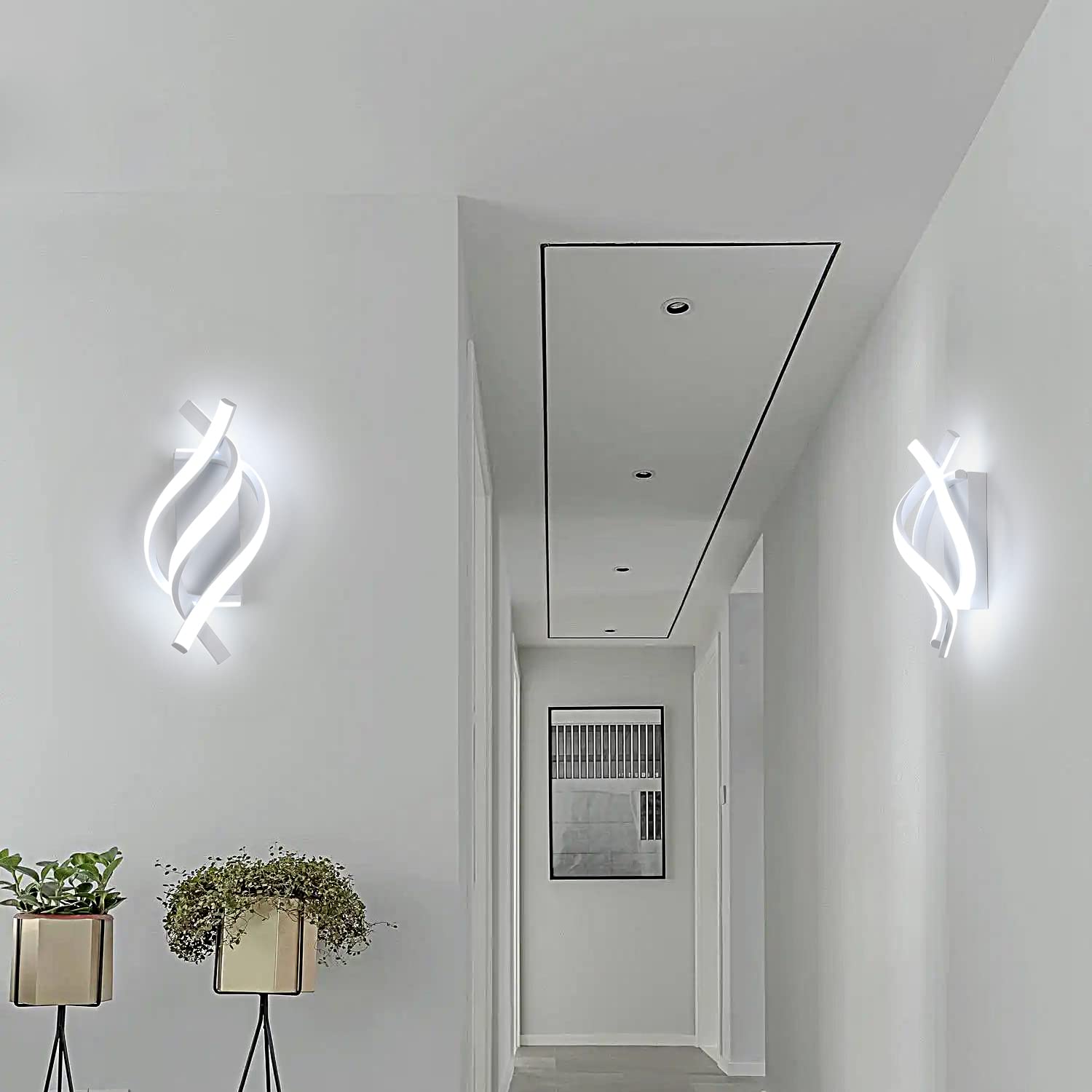Applique da parete, lampada da parete moderna a LED a spirale, lampada da parete decorativa a LED in alluminio, luce bianca fredda 6000K - 8
