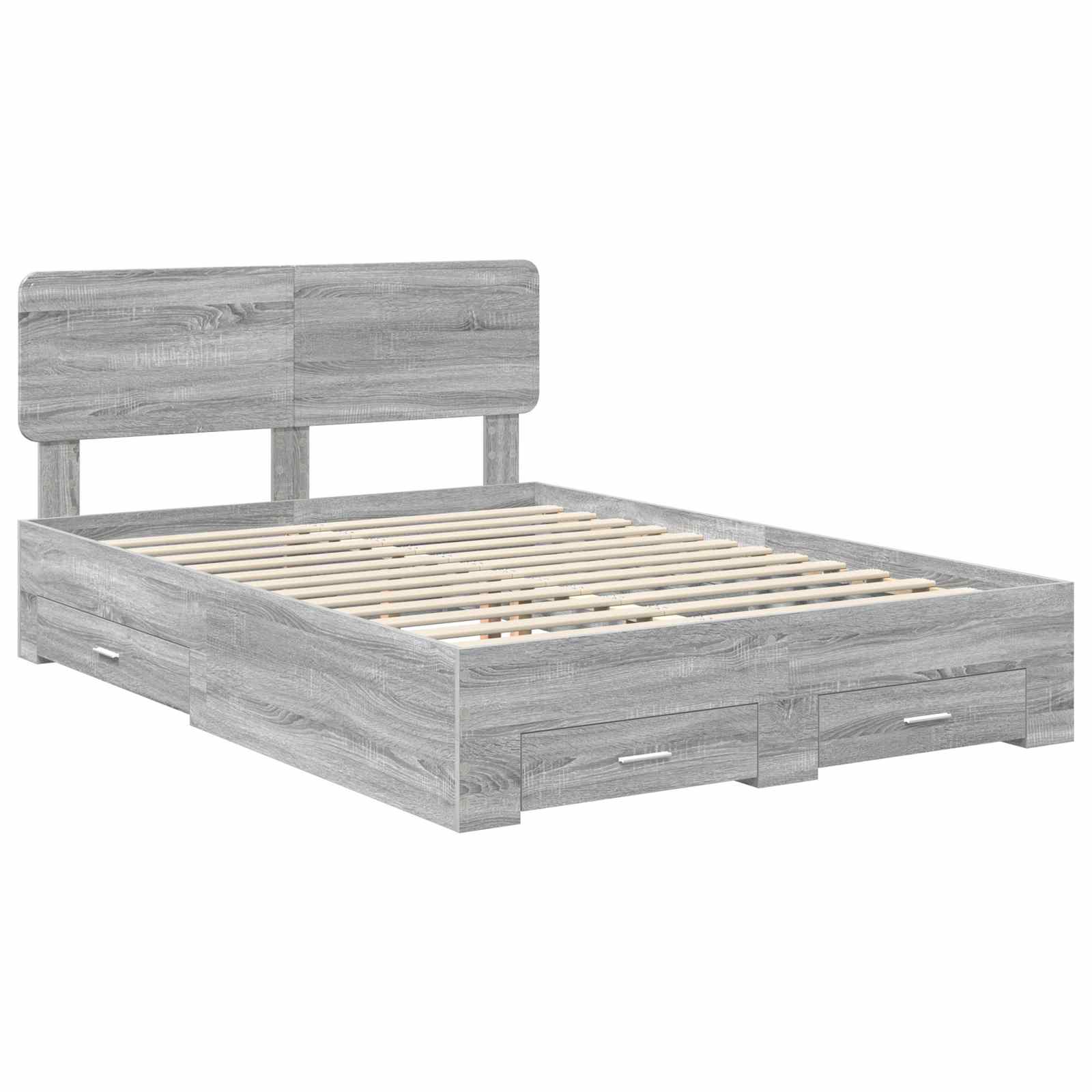 Cadre de lit Gris 140 x 190 cm Bois d'ingénierie - 4