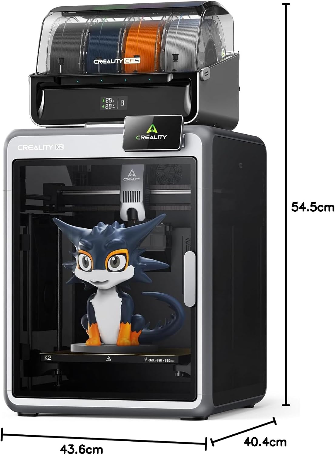 Creality K2 Combo Impressora 3D,Multicolor com Sistema de Filamento Contínuo (CFS),600mm/s,300 °C,Câmaras Duplas com IA e Servomotores,260×260×260mm - 9