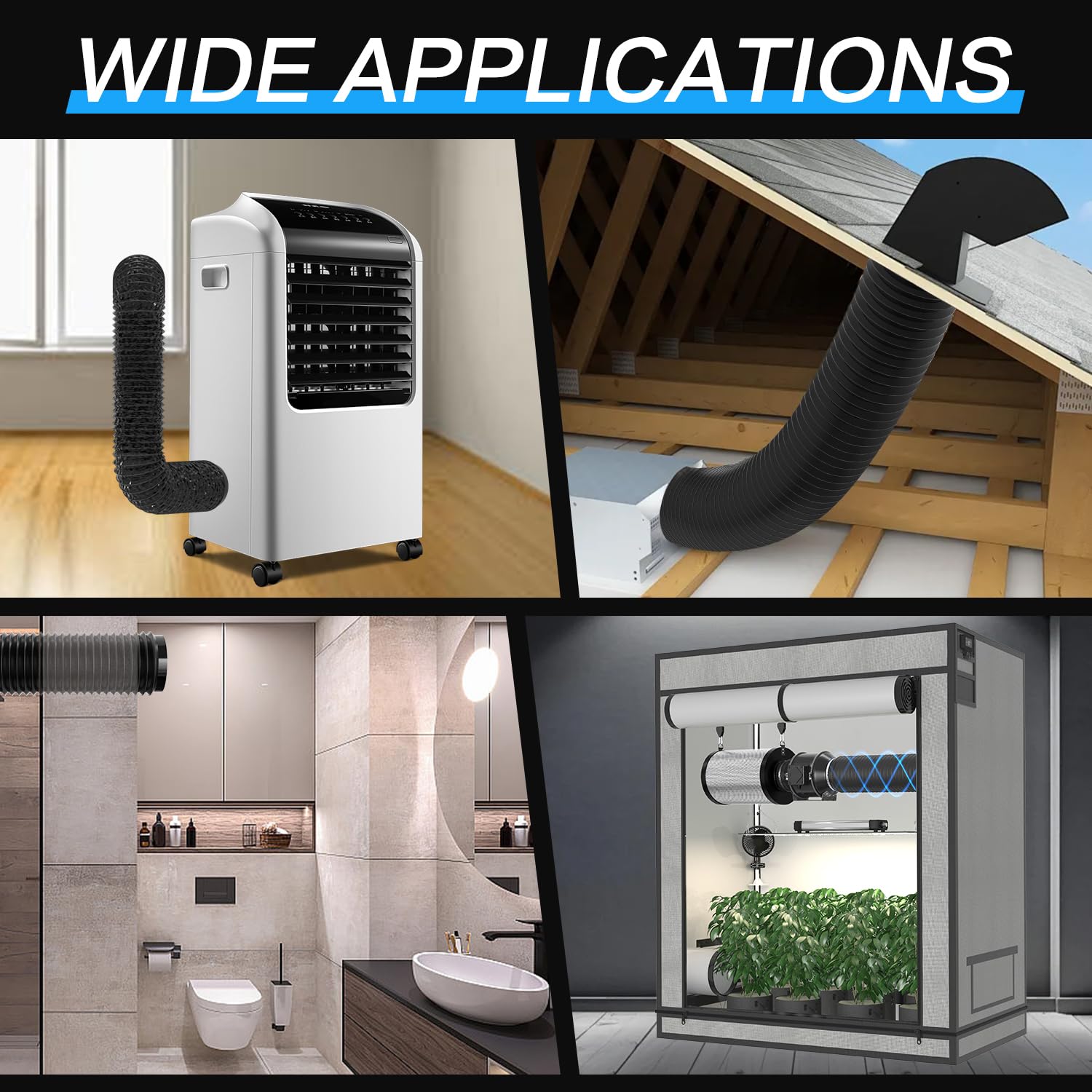 Conduit flexible en aluminium de 3 mètres, tuyau d'évacuation pour sèche-linge, protection triple couche robuste pour la ventilation et l'évacuation - 4