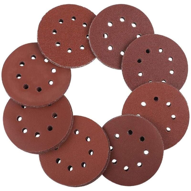 50 Disques Abrasifs 125 Mm Grain 80 - Céramique, Filet Auto-agrippant - Pour Ponceuse, Meulage Bois/métal - 8