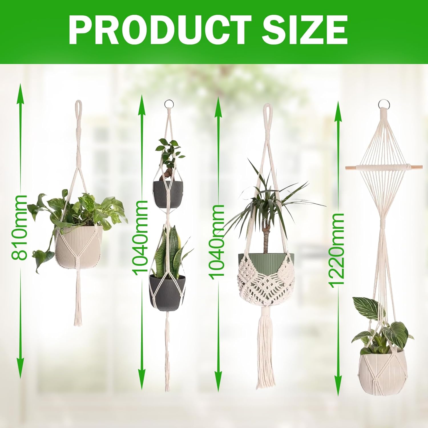 4 Pièces Suspension Macramé pour Plante Macramé Plante Suspension Tissés à La Main pour Décoration de la Maison Jardinage - 2
