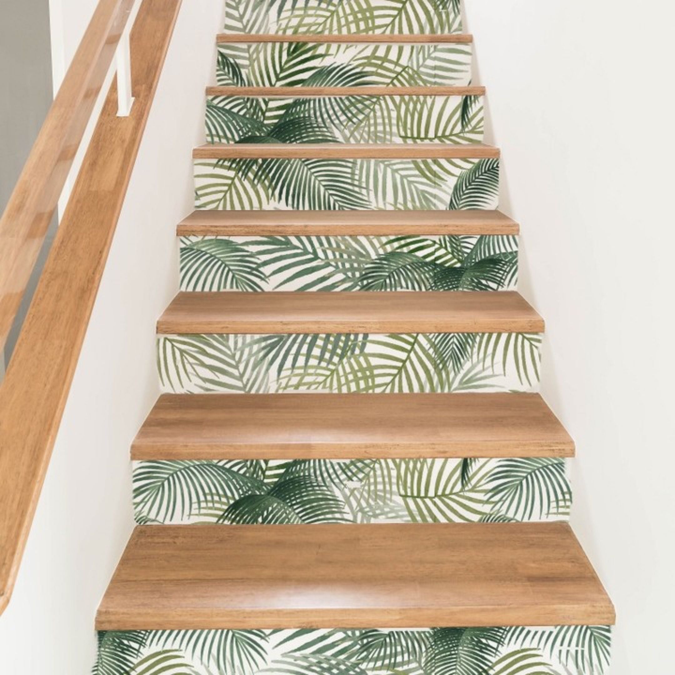 Papier peint adhésif jungle tropicales vert et blanc en vinyle lavable et amovible - 1 rouleau 50x300 cm - Decochic - 2